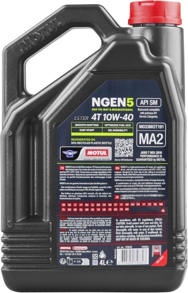 Huile Moto Motul NGEN 5 10W40 4 Litres + Filtre à Huile Offert – Image 2